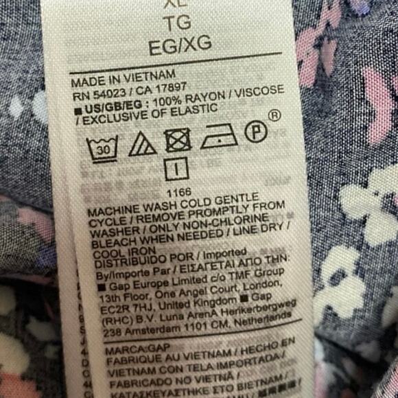 Gap Multicolor Short Sleeve Floral V Neck Smocked Maxi Sheath Dress Size XL - Picture 4 of 4